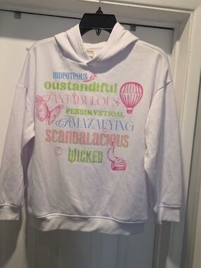 Girls White Graphic Hoodie with Pastel Multi-Color Print